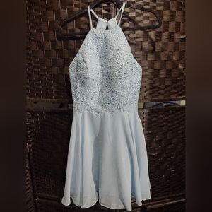 Vnaix Light Blue Lace and Satin Party Wedding Dress Size 2